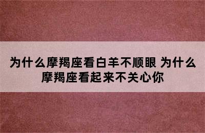 为什么摩羯座看白羊不顺眼 为什么摩羯座看起来不关心你